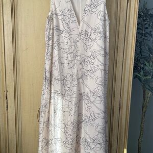 Calvin Klein Cream and Black Floral Maxi Dress